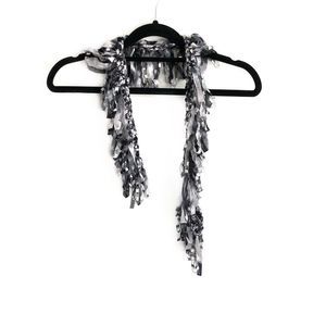 Handmade Fashion Scarf Black White Gray Tassels